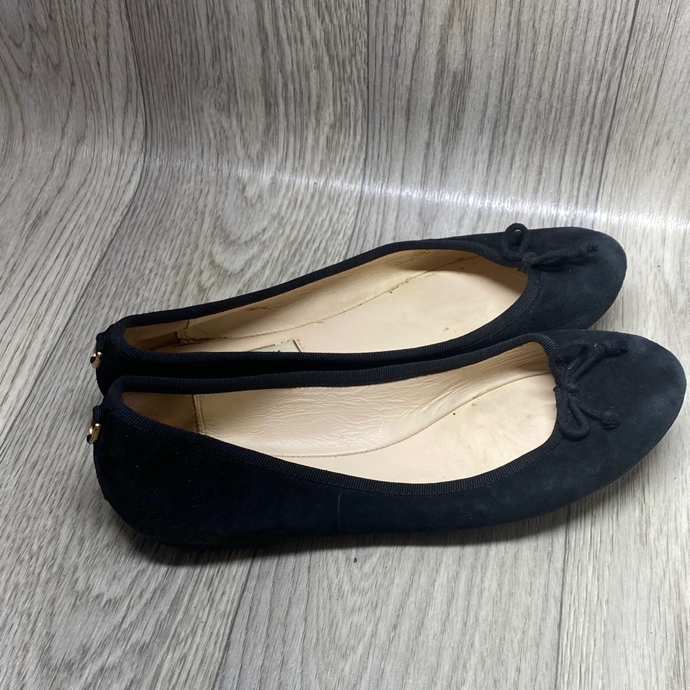 LK Bennett Black Suede Bow Ballet Flats - Picture 7 of 11